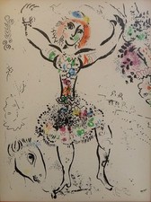 Original Marc Chagall 1960 Colored Lithograph - Lady/Woman Juggler picture
