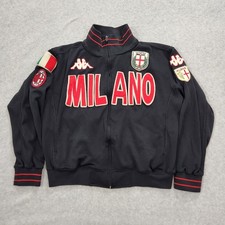 Vintage Kappa AC Milan Jacket Mens Large Black Full Zip Soccer Track Y2K Medium* picture