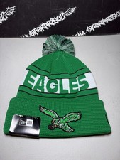 NWT New Era Philadelphia Eagles Retro Logo THERMAL Pom Knit Beanie Hat GREEN picture