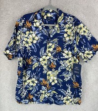Men's Hawaiian Shirt Mens Large Blue Button Down Pocket New NWT picture