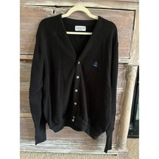 Vintage IZOD Grandpa Cardigan Sweater Black Large 90s Grunge 80s Prep Academia picture