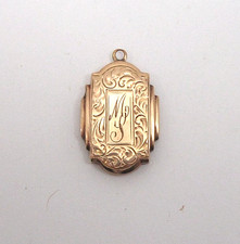Antique Vintage 10K Yellow Gold Deco Locket No Monogram on back picture