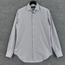 Kamakura Dress Shirt Men M Black White Stripe Made in Japan Formal Long Sleeve picture