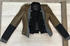 BCBGMAXAZRIA Royce Military Jacket Olive Black Gray Colorblock Women’s XS picture