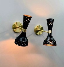 1950s Mid Century Brass Diabolo Modern Italian Wall Sconce Vintage Light Fixture picture