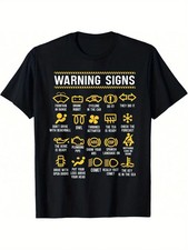 Men's Humorous Car Mechanic Warning Signs T-Shirt | Cotton | Funny Safety picture