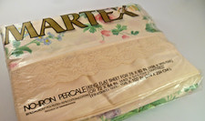 Vtg Martex Savannah King Flat Sheet Floral Lace Green Pink Purple Percale Cotton picture