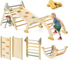 Tiny Land Pikler Triangle Set,7-in-1 Foldable Montessori Climbing Toys picture