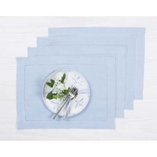 Linen Placemats 14 x 19 for Daily Dining, Hemstitched Borders, Classic Hemstitch picture