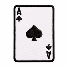 Ace of Spades Embroidered Patch Black White Playing Card Iron On Sew On Applique picture