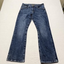 Wrangler Rock 47 Jeans Mens 36x34 Blue Slim Boot Stretch Denim Medium Wash picture
