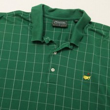 Vintage Masters Collection Golf Shirt Mens XL Green Check Polo Augusta Logo picture