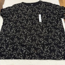 Croft And Barrow Womens NWT Classic Tee 4X Black Floral picture