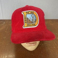 VTG 1986 Final Four Dallas Red Corduroy Snapback Hat NCAA Cotton AJD Duke KU LSU picture