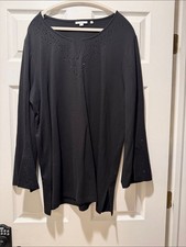 Chico’s Black Crystal-Trim V-Notch Tunic picture