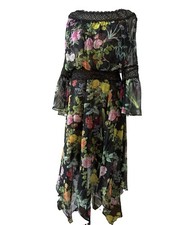 Tadashi Shoji Dress L Floral Beauty Off Shoulder Goddess Ethereal Midi EUC picture