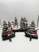 Set of 4 Lulu Decor Cast Iron Decorative Christmas Stocking Holders Sleigh Santa picture