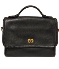 Vintage Coach Court 9870 Purse Black Leather Made USA No Crossbody Strap picture