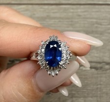 Elegant Platinum Diamond & Sapphire Ring 1.18tcw picture