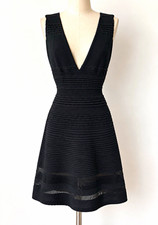 Vintage 1990s Missoni Black Knit Mini Dress Made in Italy Deep V Neck picture