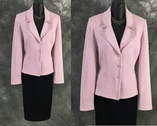 BEAUTIFUL St John evening jacket pink rhinestones shimmer knit suit blazer 6 picture