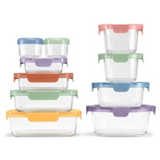 Ello 20pc Color Lock Mixed Food Storage Container Set: Glass & Polypropylene picture