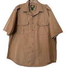 Cabela’s Men’s XL Safari Utility Shirt Khaki Tan Short Sleeve Outdoor Fishing picture