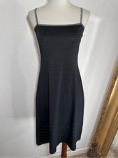 Vintage Via 101 Made In USA Black Square Neck Silver Metallic Details Size M picture