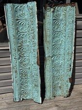 Salvaged Antique Blue Tin Ceiling Moldings Panels Greek Fan Pattern Reclaimed picture