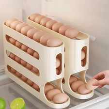 4 Tier Egg Dispenser Rack Auto Roll Refrigerator Organizer picture