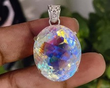 95.40 Ct Mystic Topaz Pendant Multicolor Rainbow Gemstone Silver Plated Jewelry picture