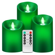 Green Flame Candles (Green Light Source), Moving Design, Real Wax/Battery Ope... picture