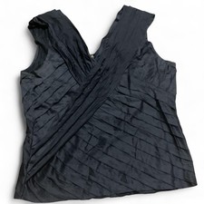 Ralph Lauren Black Label Navy Pleated Crossover Sleeveless Top Size XL picture