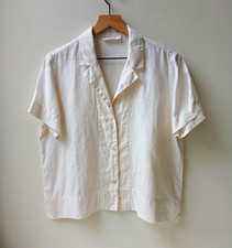 Everlane Notch Shirt 100% European Linen Bone Women's Medium picture