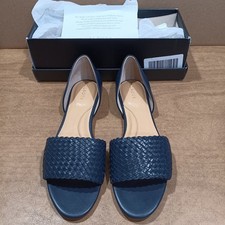 NEW Size 9.5M Womens Talbots Leona Indigo Blue Woven Leather Slip On Flats picture