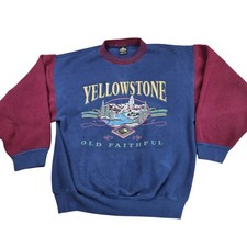 Vintage H.L. Miller Gold Yellowstone Old Faithful Crewneck USA Large 90s picture