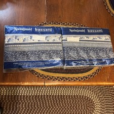 2  Vintage Springmaid No Iron Tranquility FULL Flat Sheet Blur Leaves NEW picture