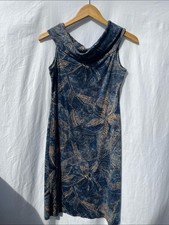 Ralph Lauren Navy Floral Batik Print Cowl Neck Dress size small picture