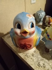 Lefton Bluebird Cookie Jar and Vase Hand Painted picture