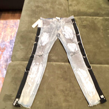 KDNK Men’s Gray Light Wash Distressed Stretch Denim Skinny Jeans 5-Pocket picture