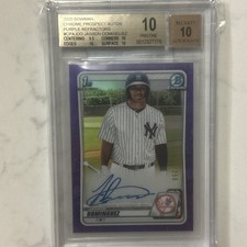 2020 BOWMAN CHROME Jasson Dominguez PURPLE AUTO REFRACTOR /250 BGS 10 PRISTINE picture