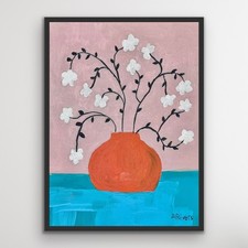 ARivers Abstract Modern Art 12x16 Floral Canvas Painting Signed Original Decor picture