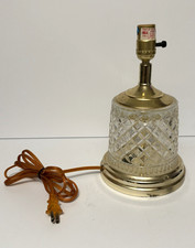 Vintage Clear Pressed Glass & Brass Table Lamp Diamond Pattern Small Boudoir picture