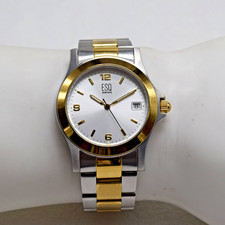 Vintage ESQ Movado E5296 Two Tone 36mm Mens Swiss Quartz Watch-New Battery picture