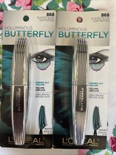 2~LOREAL Butterfly Mascara 868 BLACKEST BLACK Washable Fanned Out Volume Retired picture