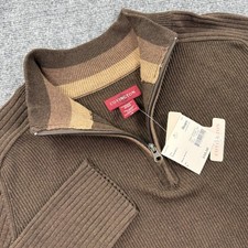 Covington Quarter Zip Sweater Size Large Brown Ribbed Cotton Pullover NWT Men's picture