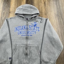 Vintage Indiana State University Hoodie Mens XL Gray Sweatshirt Sycamores Team picture