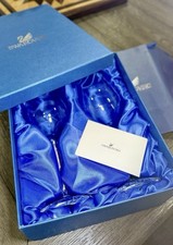 Swarovski Crystal Wine Glasses Set of 2 Elegant Stem Crystal Base Original Box picture