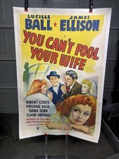VTG 1940 You Cant Fool Your Wife Movie Poster 1 Sheet Lucille Ball Linen Backed picture