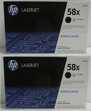 2 Genuine Original HP 58X Toner Cartridges -- OPEN BOX OPEN TUB -- NEVER USED  picture